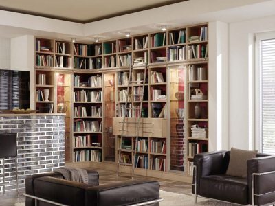 BIBLIOTHEQUE D'ANGLE AVEC ECHELLE - SUR MESURE